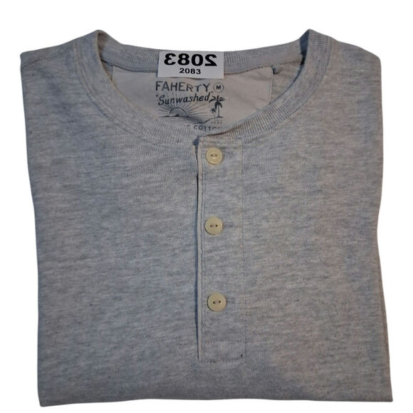 Faherty Sunwashed Men's size M Organic Cotton Grungecore Preppy Slub Henley Tee - Picture 4 of 16